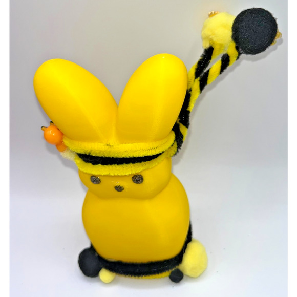Large Yellow Bunny Peep Ninja Bumble Bee Peep Fluffy Pom Deb O. Originals OOAK - Picture 2 of 16
